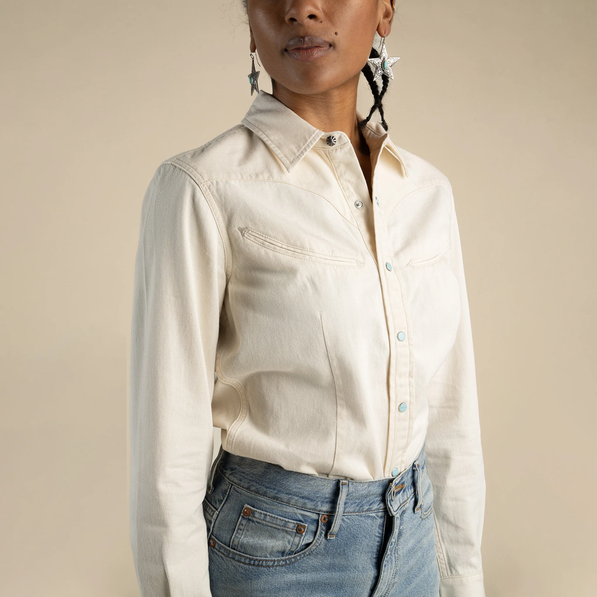 Women's Hondo Pearl Snap Denim Shirt - Image 4