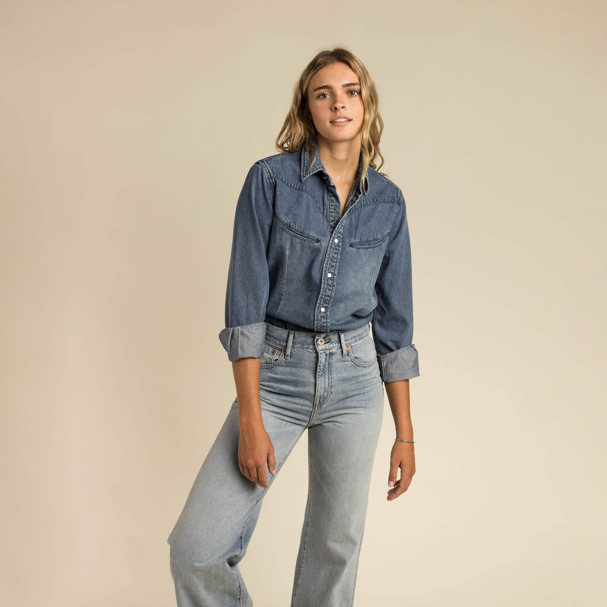 Women's Hondo Pearl Snap Denim Shirt - Image 6