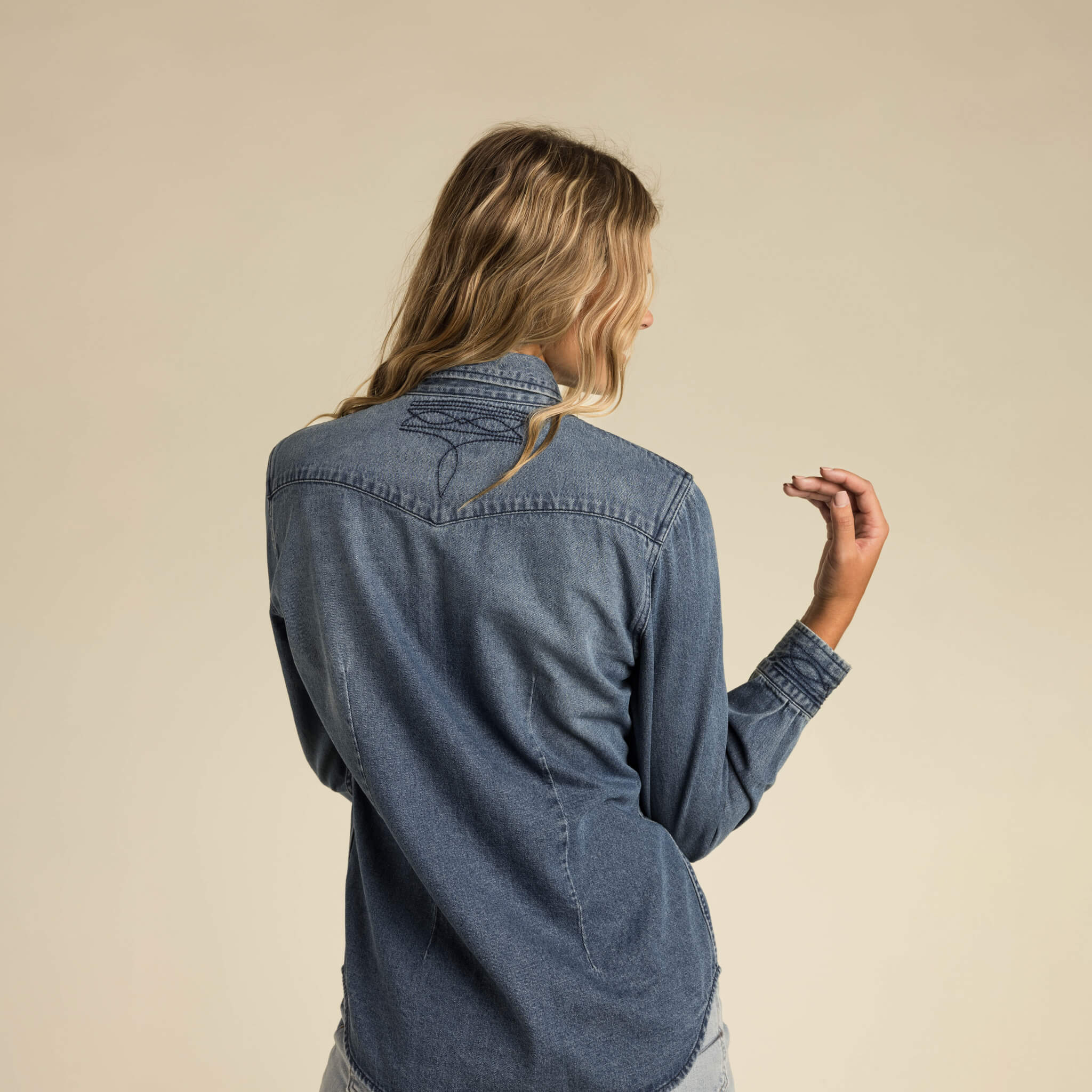 Women's Hondo Pearl Snap Denim Shirt - Image 8